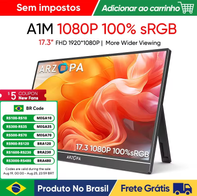 ARZOPA A1M 17.3 FHD Monitor Portátil 1080P Tela IPS com USB-C mini-porta HDMI para Laptop,Mac,PC,Xbox,PS,Switch,com Suporte Embutido(AliExpress)R$546,27🇧🇷Produto no Brasil
