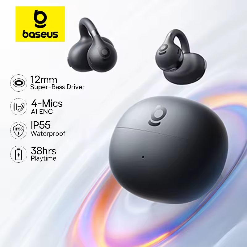 Baseus BC1 Ear Clip Earbuds Open Ear Wireless Bluetooth 6.0 (AliExpress)R$162,48