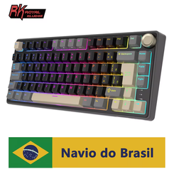 Royal Kludge R75 Teclado Mecânico português brasileiro com Fio 81 teclas RGB Retroiluminado,RGB,com Botão de Volume(AliExpress)R$227,28(3X Sem Juros)🇧🇷Produto no Brasil