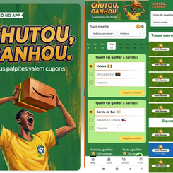 CHUTOU, GANHOU AMAZON - Dê palpites nos jogos e ganhe moedas que podem ser trocadas por cupons de desconto.