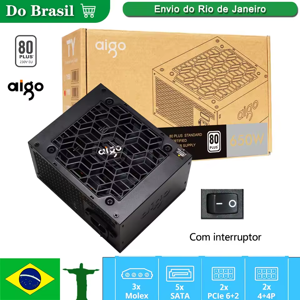 Aigo TY650 Fonte De Alimentação 650W 80 Plus Bronze(AliExpress)R$81,03🇧🇷Produto no Brasil