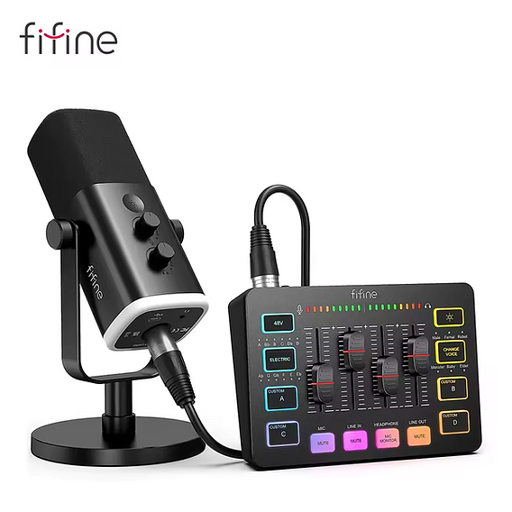 5 KS Fifine & Preto Rgb Mixer Xlr/usb Dynamic Streaming Gaming Kit Ks5 Fifine セット 88 BM 配信機器・PA機器・レコーディング機器