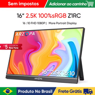 ARZOPA Z1RC 16 polegadas 2K Monitor Portátil 16:10 Tela IPS para MAC/Laptop/PC/Xbox/PS4/5/Switch(AliExpress)R$631,30🇧🇷Produto no Brasil