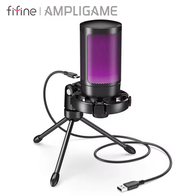 FIFINE Ampligame A2 USB Gaming Microfone com tripé para streaming,RGB,plug and play para PC/PS4/5(AliExpress)R$85,87(imposto incluso)