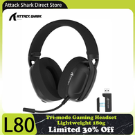 Attack Shark L80 Headset Gamer Tri-Mode,Leve,180g,Estéreo Hi-Fi 5.1 Canais,Som Surround,Microfone Conectável(AliExpress)R$112,47(imposto incluso)