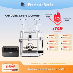 Impressora 3D ANYCUBIC Kobra X Combo com Impressão em até 19 Cores, Detecção por IA 600mm/s(AliExpress)R$4.070(12X Sem Juros)🇧🇷Produto no Brasil