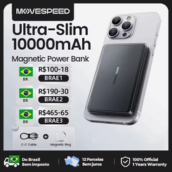 MOVESPEED S10 Power Bank 10000mAh 20W(AliExpress)R$116,51🇧🇷Produto no Brasil 