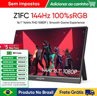 ARZOPA Z1FC 16.1 144hz 1080P 100% sRGB FHD Monitor Portátil HDR para Switch,Xbox,PS5,laptop,PC,Mac(AliExpress)R$649,87🇧🇷Produto no Brasil