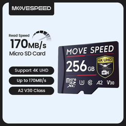 Movespeed B300 Cartão SD A2 V30 170mb/s(AliExpress)128GB-R$173,42//256GB-R$303,16(imposto incluso)