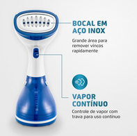 Passadeira a Vapor Portátil Fast Steam, Mondial, Branco/Azul, 1270W, 110V - VP-09(Amazon)R$129,90