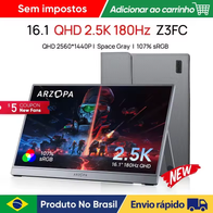 ARZOPA Z3FC 16,1 Monitor portátil 180Hz 2.5K 107% sRGB para PS4/5 Steam Deck Switch PC Mac(AliExpress)$559,76(6X Sem Juros)🇧🇷Produto no Brasil