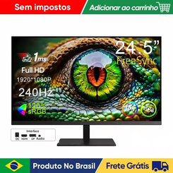 HOESD.A Monitor Gamer 24,5 240Hz, 1920×1080P,120% sRGB,HDR400,tela IPS,FHD,400Nits,DP,HDMI,VESA(AliExpress)R$547(6X Sem Jurros)🇧🇷Produto no Brasil