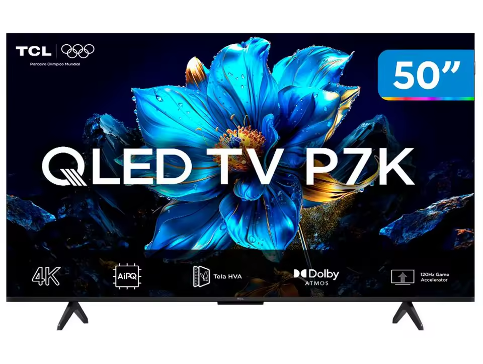 Smart TV 50" TCL 4K UHD QLED 50P7K Google TV AiPQ Google Assistente 3 HDMI(AliExpress)(Magalu Store)R$1799(12X Sem Juros)