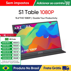 Arzopa S1 15.6 FHD 1080P Monitor Portátil com HDMI USB IPS Segundo Monitor Externo para PC Portátil Mac Switch Xbox ps4(AliExpress)R$427,21 🇧🇷Produto no Brasil