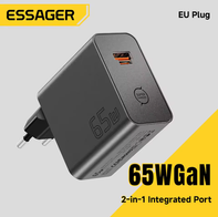 ESSAGER 65W GaN Carregador PD3.0 PPS QC4.0(AliExpress)02pçs-R$80,24/R$40,12 cada pelo APP(imposto incluso)