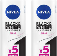 Kit Desodorante Aerossol NIVEA Black & White Clear 150ml - 2 Unidades(Amazon)R$22,05