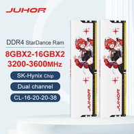 JUHOR Memória Ram DDR4 Waifu(AliExpress) 8GB 3200X2pçs-R$192/8GB 3600X2pçs-R$211/16GB 3200X2pçs-R$286/16GB 3600X2pçs-R$316(impsto incluso)