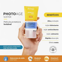 Protetor Solar Facial Dermage Photoage Water FPS50(Magazine Luiza)R$54 no pix(pelo app)