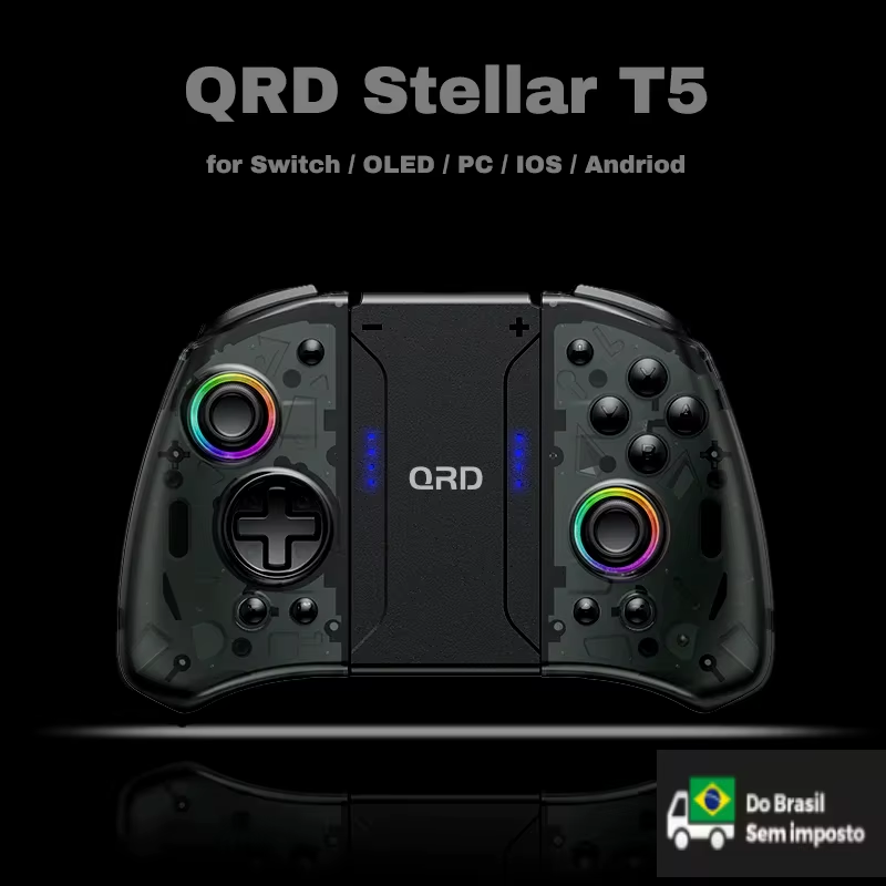 QRD Stellar T5 Gamepad Sem Fio Bluetooth Para Nitendo Switch/Lite/Oled PC com Hall Effect(AliExpress)R$235🇧🇷Produto no Brasil
