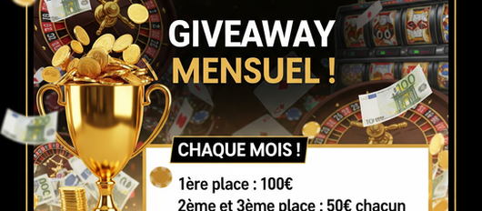 Giveaway 500€ mensuel - Participez à la Race et gagnez des prix cash chaque mois
