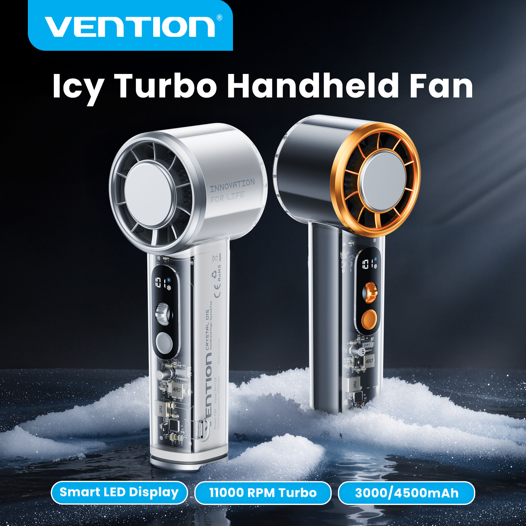 Vention Superconductive Cooling Handheld Fan 11000 RPM Brushless Motor 100 High