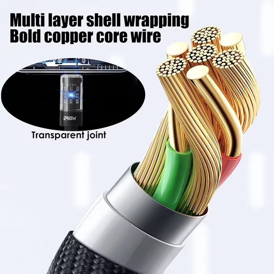 Thumbnail: 240W Nylon Cable USB Type C Super Fast Charging Cable For Samsung Xiaomi Huawei 