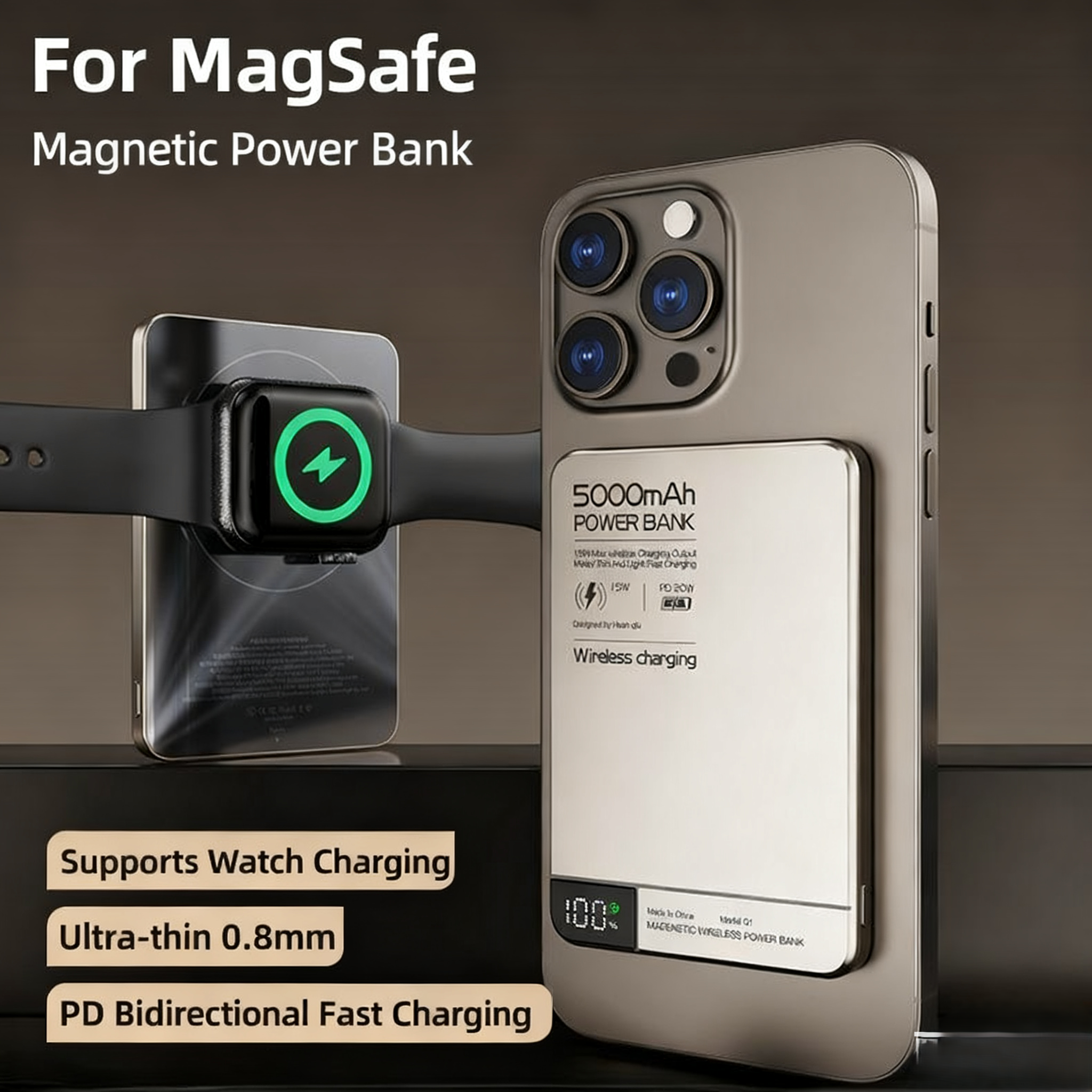 Travel Portable Wireless Magnetic Power Bank Fast Charging Ultra Capacity Digita