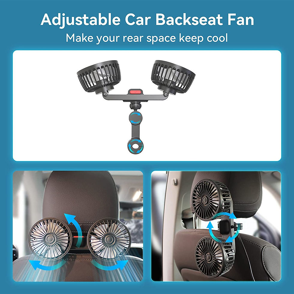 Thumbnail: Car Fan 360° 3-speed Car Seat Back Cooling Fan USB Charge Dual Head Fan Adjusta