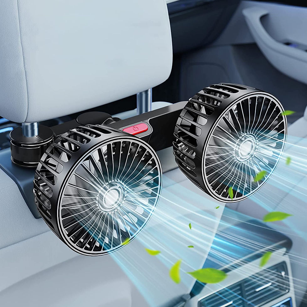 Thumbnail: Car Fan 360° 3-speed Car Seat Back Cooling Fan USB Charge Dual Head Fan Adjusta