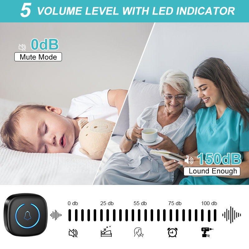 Thumbnail: Wireless Doorbell Intelligent Welcome Door Bell 300M/984 FT Remote 60 Songs Melo