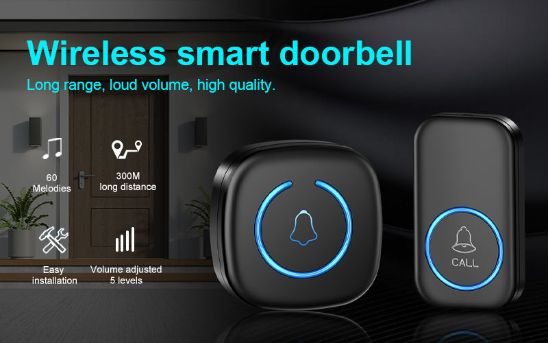 Thumbnail: Wireless Doorbell Intelligent Welcome Door Bell 300M/984 FT Remote 60 Songs Melo