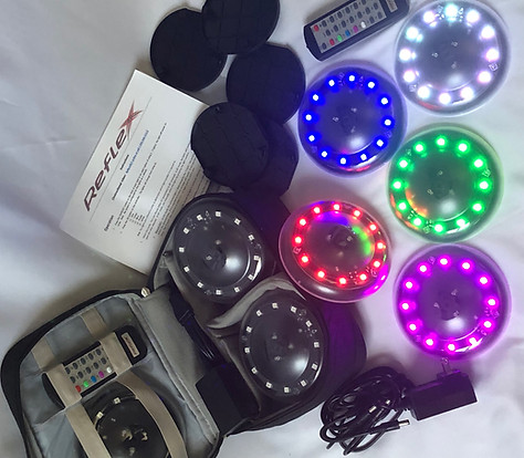 The Reflexx Training Lights in action—this setup showcases multiple light pods arranged for high-intensity reaction drills, h