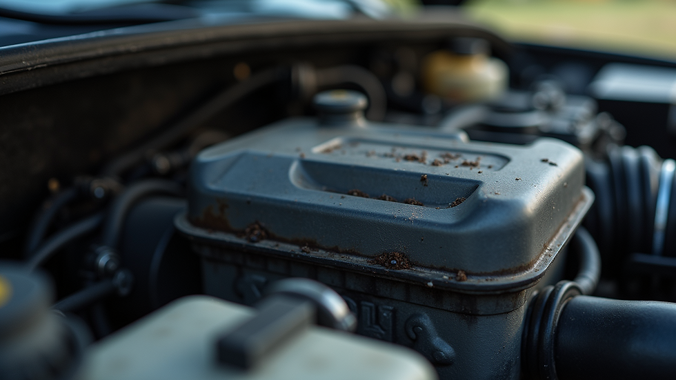 Close-up view of a fuel system component with visible wear and tear
