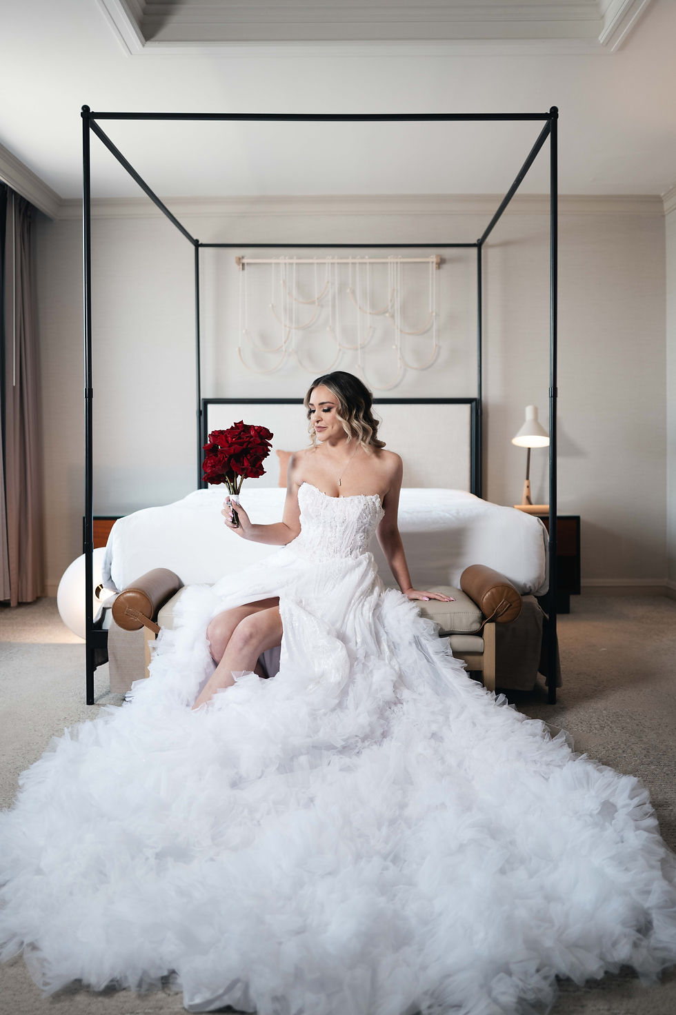 Real Legacy Bride & Legacy Babe, Danielle, in her modern Val Stefani wedding dress.