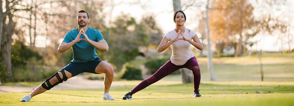 stretching with a sports knee brace