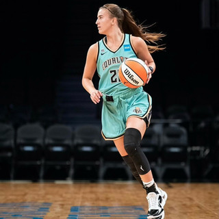New York Liberty, Sabrina Ionescu, wearing a custom ankle braced designed by Eschen!