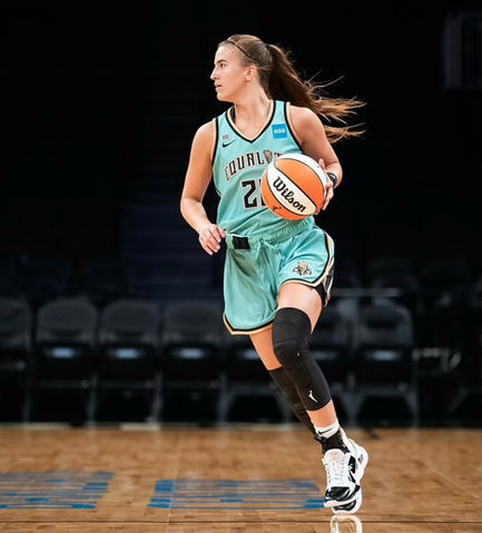 New York Liberty, Sabrina Ionescu, wearing a custom ankle braced designed by Eschen!