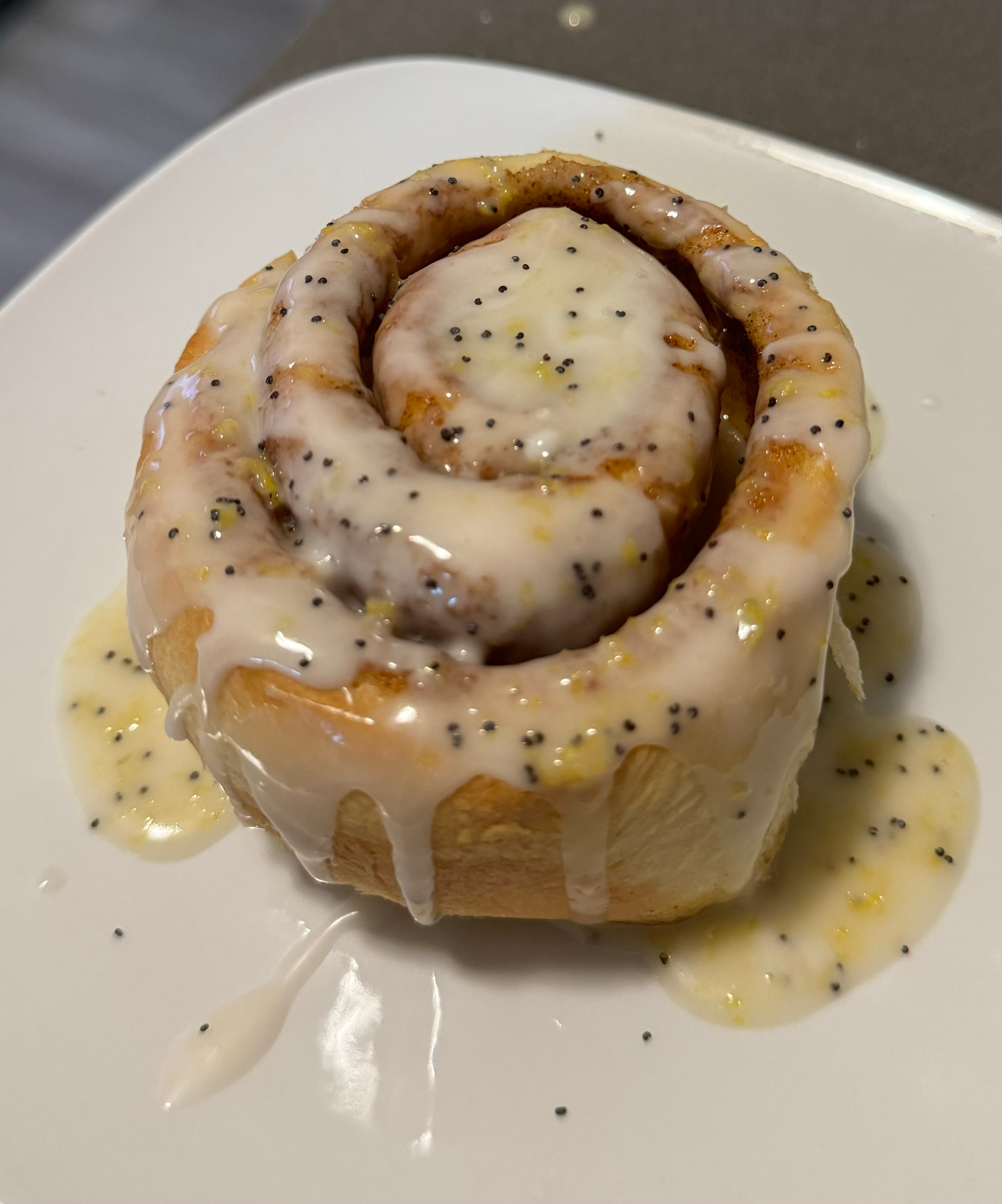 Lemon Poppy seed Cinnamon Roll