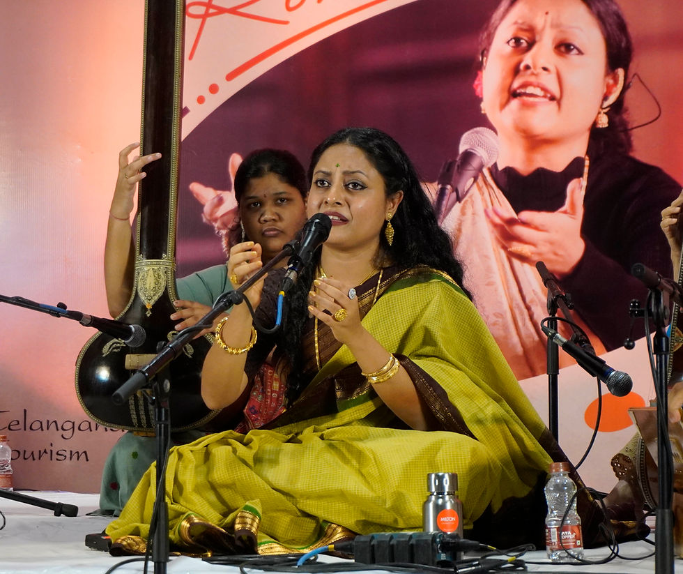 Ronkini Gupta delivering a spellbinding performance at JNAFAU, Masabtank, captivating the audience with her classical renditions.