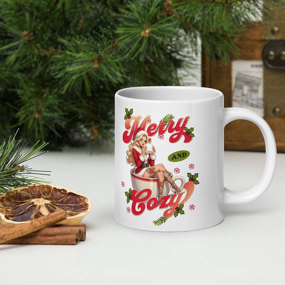 Merry and Cozy White glossy mug