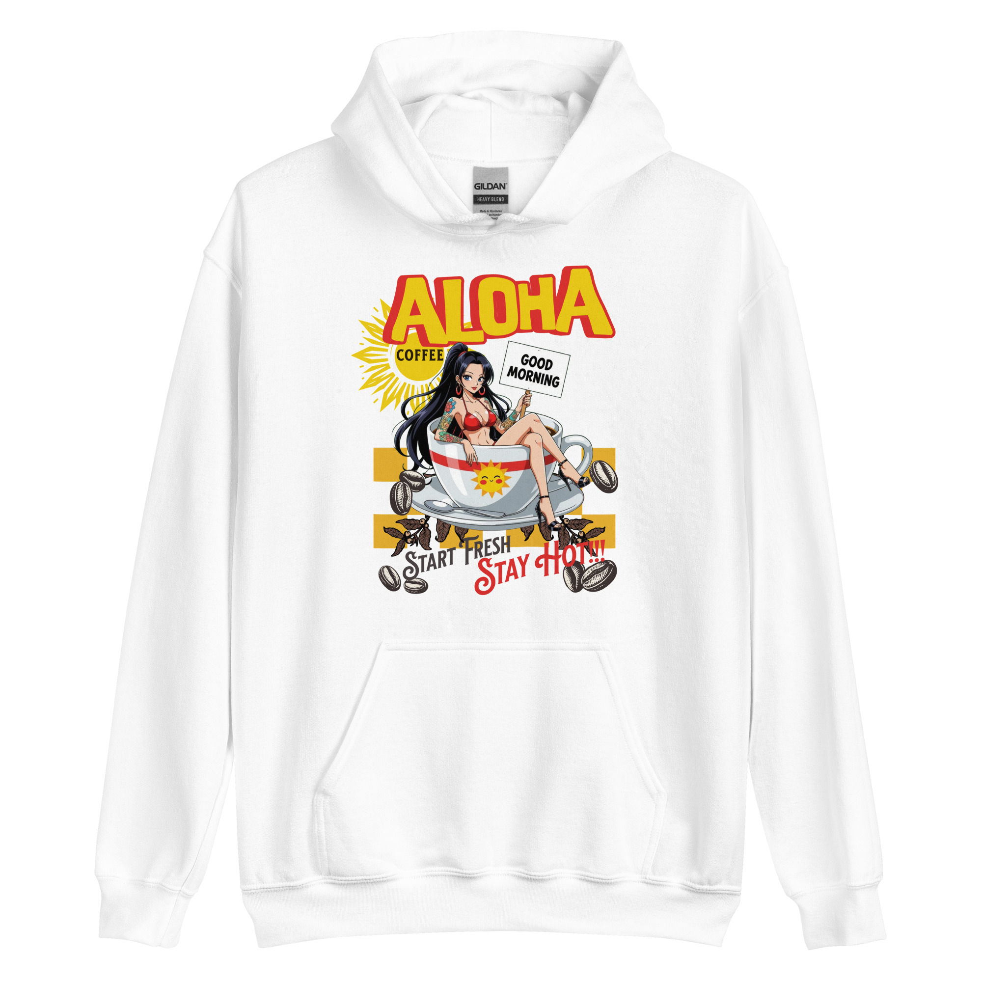 Aloha Coffee Unisex Hoodie glossy print