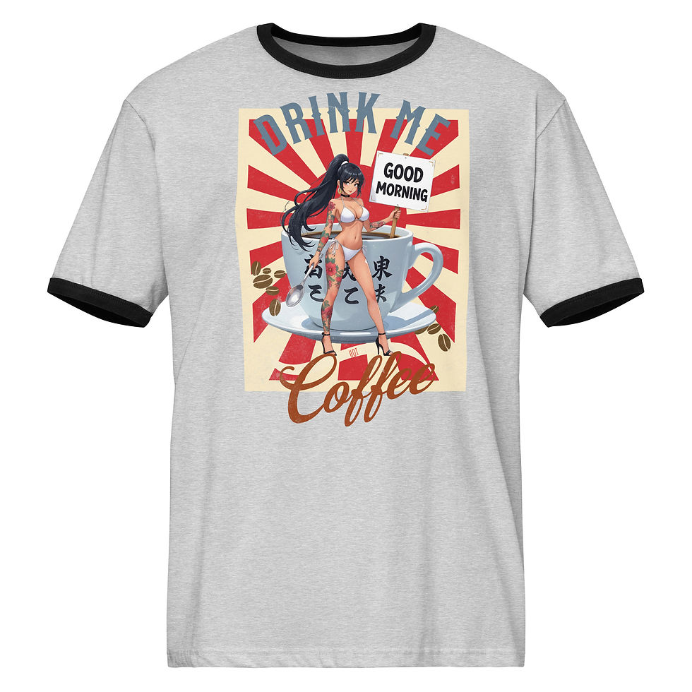 Drink Me Coffee Unisex ringer t-shirt glossy print