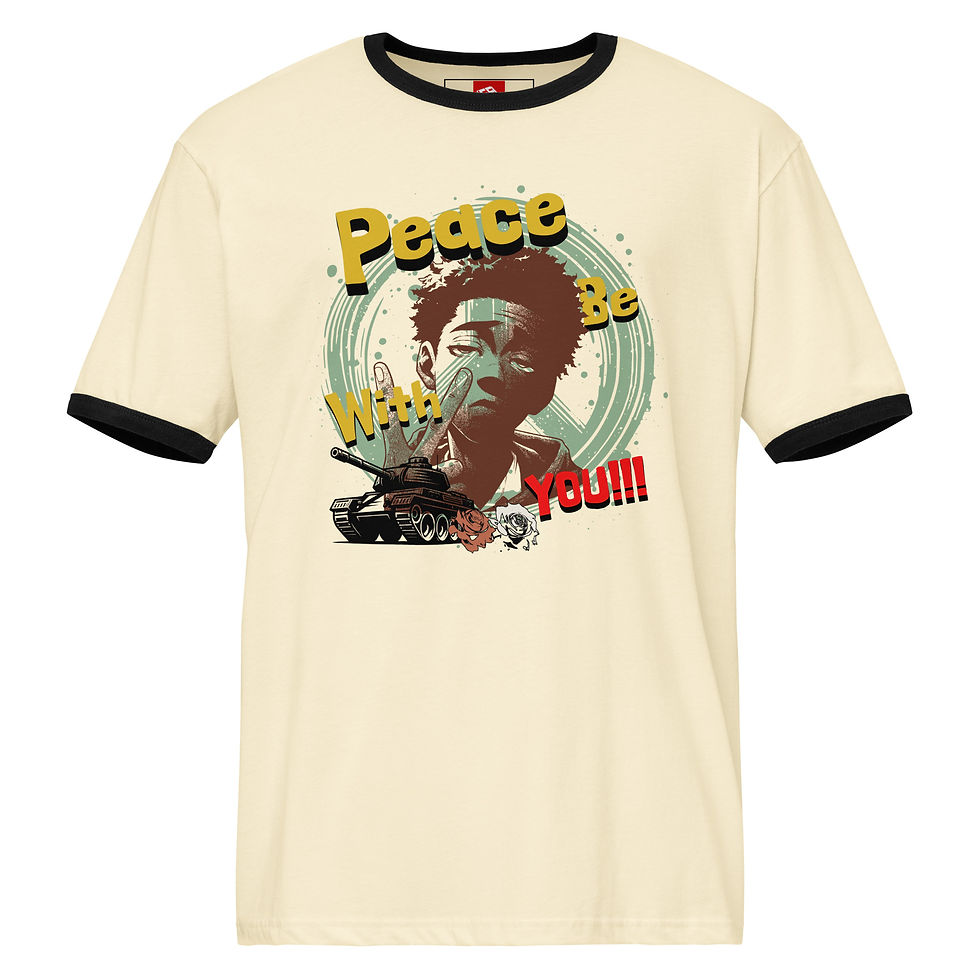 Thumbnail: Peace Be With You ringer t-shirt flat
