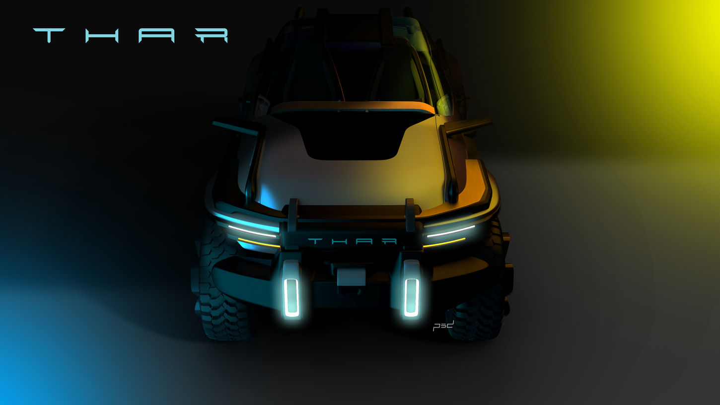 Teaser of the Mahindra Thar concept.