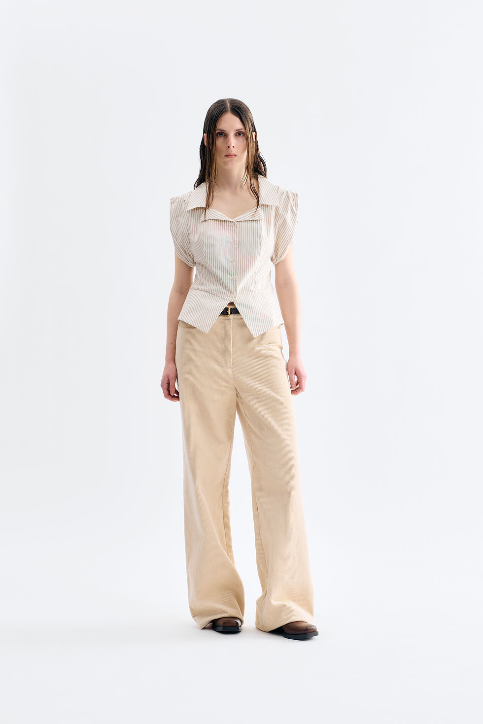 Thumbnail: Amaya Blouse - Cream Multi Stripe