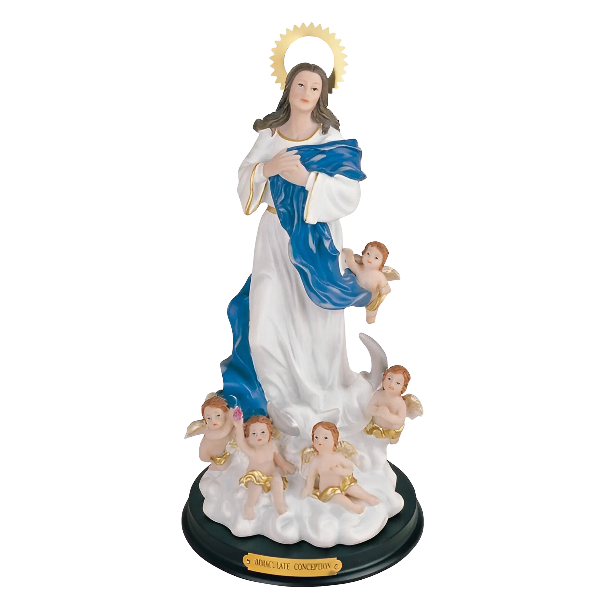 Immaculate Conception with Angels Statue - Queen of Heaven 12" Tall