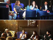 Marjorie and Noémie on the panels at the Festival international de la chanson de Granby