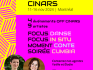 Préparez vos calendriers pour nos OFF-CINARS | 4 événements + 9 artistes