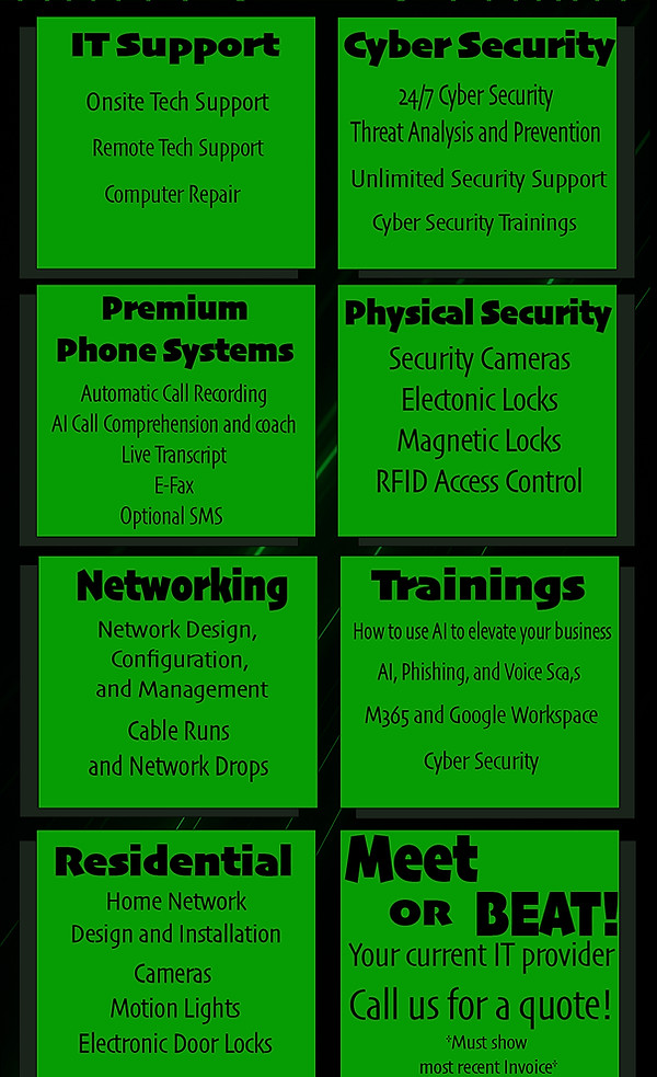 Services Listing Menu