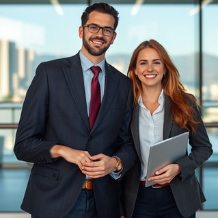 A professional image of an international employee or family relocating to Cyprus, ideally in a modern business environment that connects the personal relocation with the company’s move.